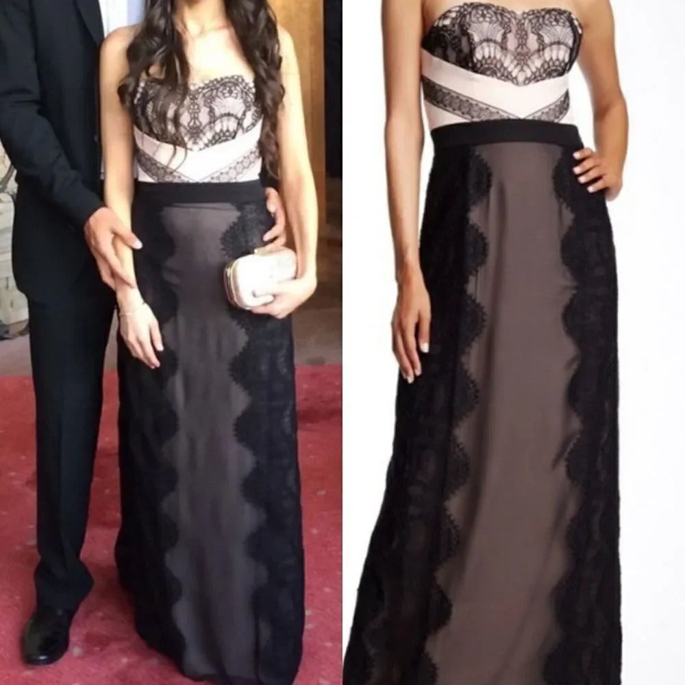 TED BAKER LONDON 'Hanya' Black and Pink Lace Maxi Dress